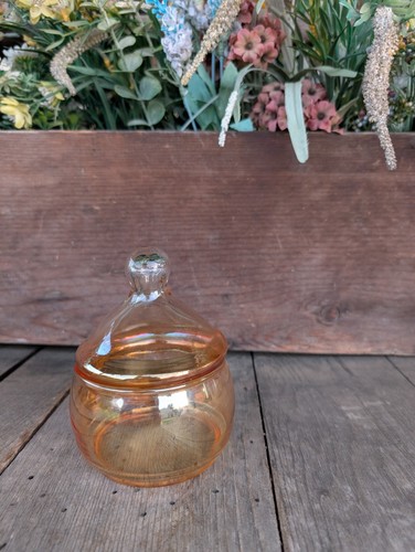 Vintage Prinzessinnenhaus Karneval Glas Pfirsich Deckeldose