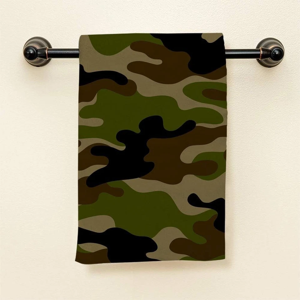 Toallas de mano camufladas camuflaje militar patrón sin costuras toalla de mano suave para murciélago... Foto 3 de 4