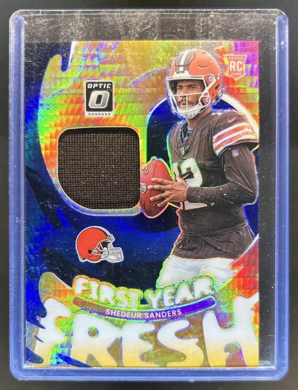 2025 Donruss Optic Shedeur Sanders First Year Fresh RC Jersey Blue Hyper #SSS