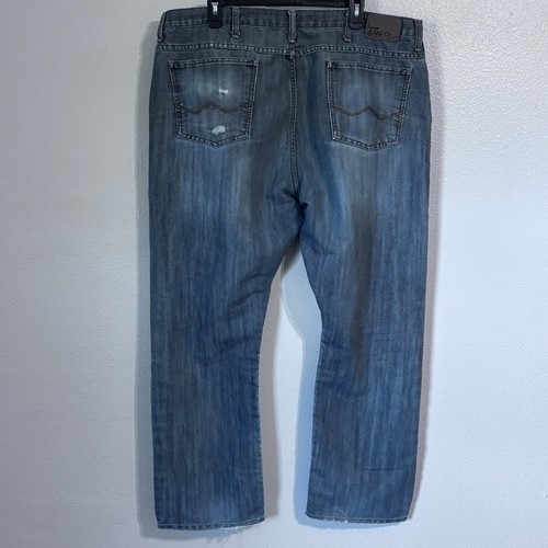 Wrangler Jeans Co Herren 42x30 Straight Fit Blau Denim Jeans Distressed Getragen - Bild 3 von 12