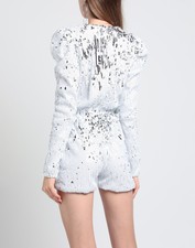 Tuta Donna Con Paillettes E Rete - Body Senza Maniche Trasparente, Clubwear Sexy Per Feste