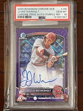 Topps 2025 Bowman Chrome Prospect Autos JJ Wetherholt CPA-JW Purple /250 PSA 10
