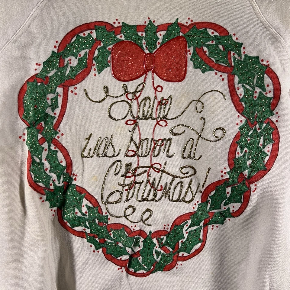 Sudadera vintage de los 90 Jerzees Navidad para mujer suéter cuello redondo vacaciones (XL) Foto 4 de 4