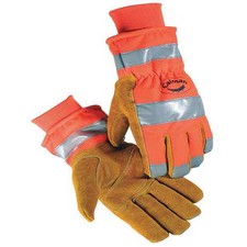Caiman Hi-Vis Cold Protection Gloves, Cowhide Leather Palm, Heatrac Lining,