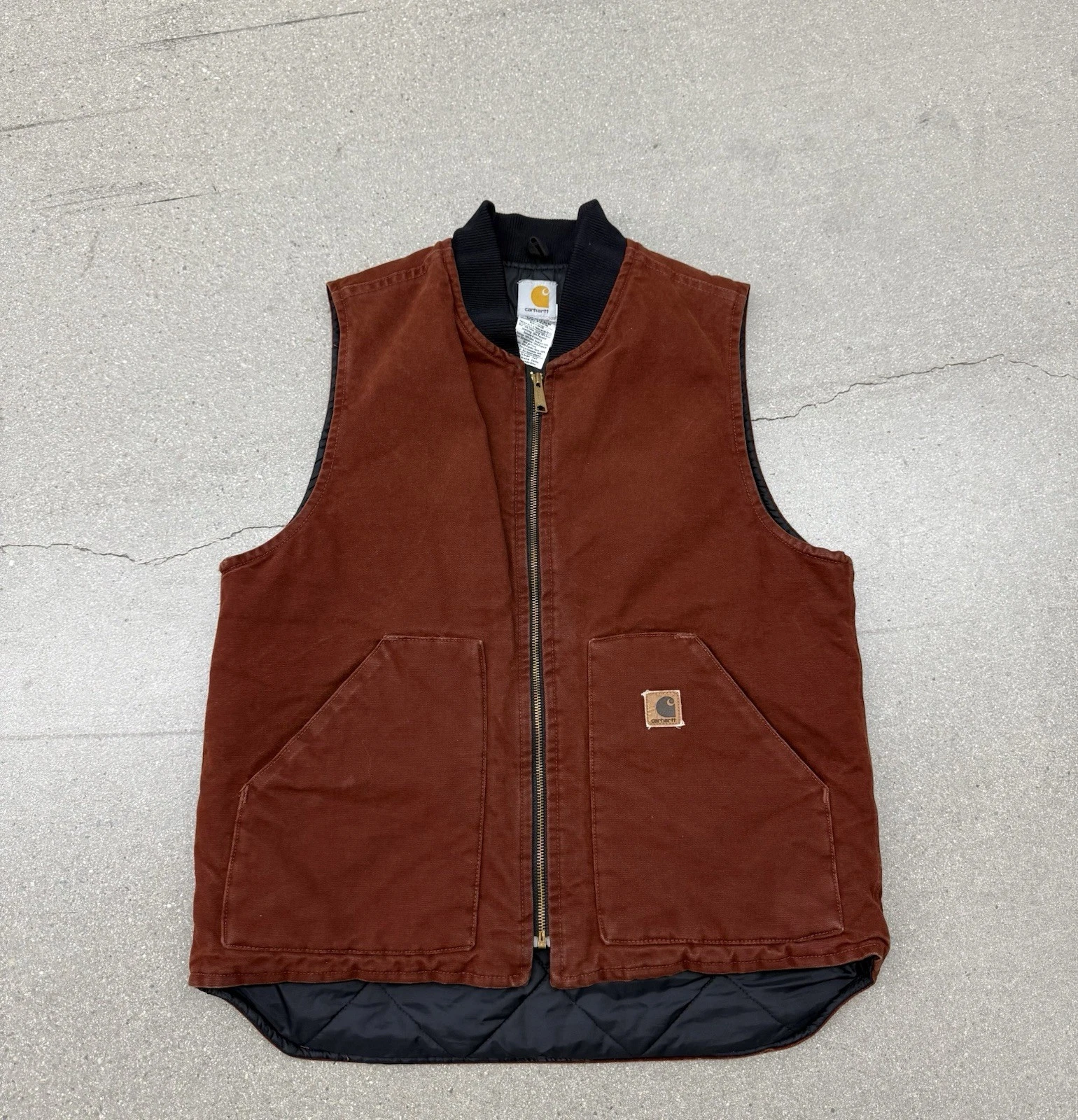 Vintage Carhartt V02 CLY Duck Vest Men’s Large Tall Clay Red Quilted Made in USA