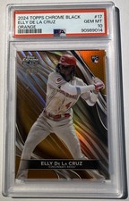 2024 Topps Chrome Black Elly De La Cruz Orange Refractor #02/25 PSA 10 RC Reds