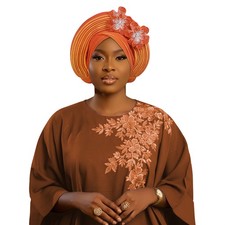 African Women Multi-Layer Cap Wedding Flower Turban Head Wrap Nigerian Headwear