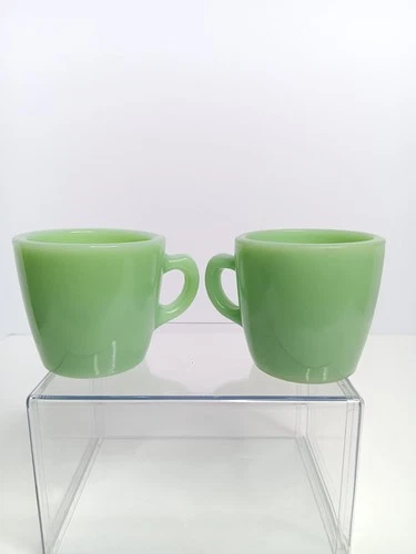 Vintage Fire King Jadeite Heavy C Handle Mug Cup  Oven Ware 3” Green