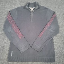 Harley-Davidson Men s Quarter Zip Sweater Black Red Logo Size M