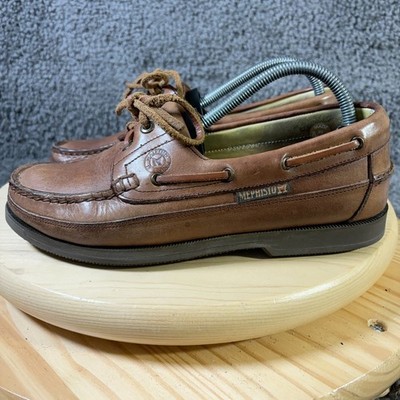 Mephisto Hurrikan Boat Shoes Mens Size 7.5 Brown Leather Loafer Made in Portugal