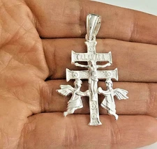 925 Sterling Silver Caravaca Cross Pendant / Cruz de Caravaca plata 925 -ESP15