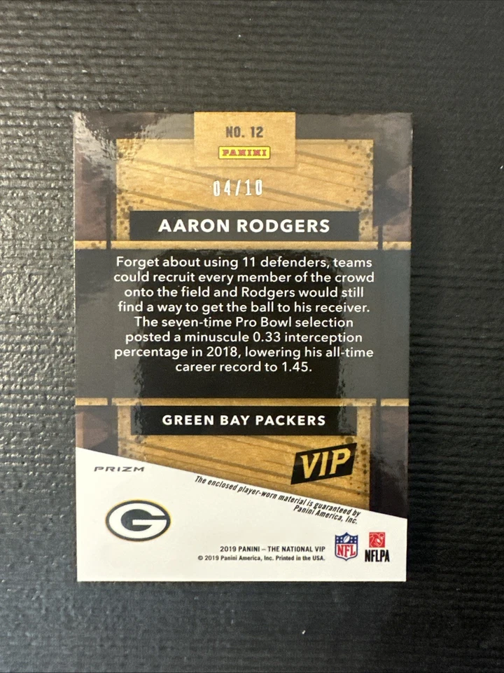 2019 Panini National Convention VIP - Aaron Rodgers Black Prizm Memorabilia /10 - Image 4 of 4