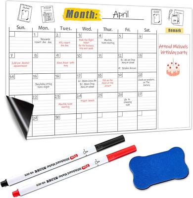 Magnetic White Board Dry Erase Calendar for Refrigerator Wall Fridge Organizatio