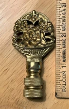 Solid Brass Custom Cast Floral Basket Finial Lamp Topper New Old Stock