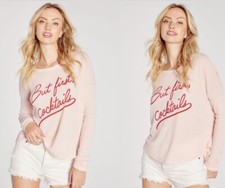 NWT WILDFOX BUT COCKTAIL FIRST Hudson Thermal Sweatshirt In Pink Salt Size XS