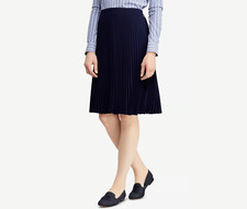 NWT Ralph Lauren Womens Georgette Pleated Skirt, Blue, Size 8