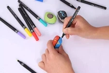 22 Colors Acrylic Paint Marker Pen Permanent for Stone Leather Fabric Plastic US