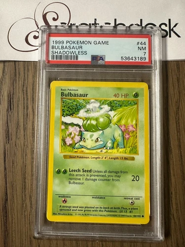 PSA 7 - Pokemon BULBASAUR 44/102 - SHADOWLESS BASE SET - NEAR MINT