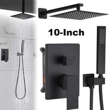 Shower Faucet Set 10"Rainfall Shower Head Combo System with Mixer Valve Kit Wall