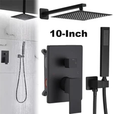 Shower Faucet Set 10"Rainfall Shower Head Combo System with Mixer Valve Kit Wall