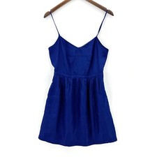 J Crew Dress Womens Sleeveless Fit & Flare Lined Pockets Adjustable Strap Blue 6