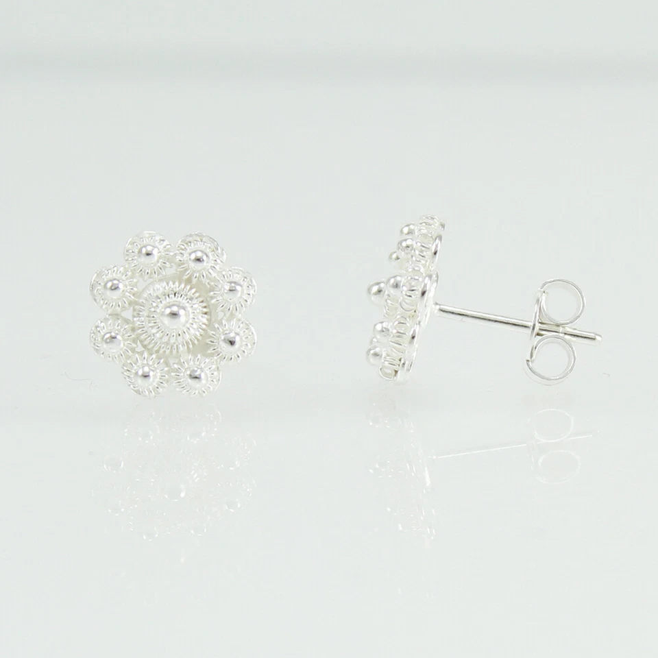 Orecchini donna in argento filigrana sarda nido d'ape - Immagine 2 di 3