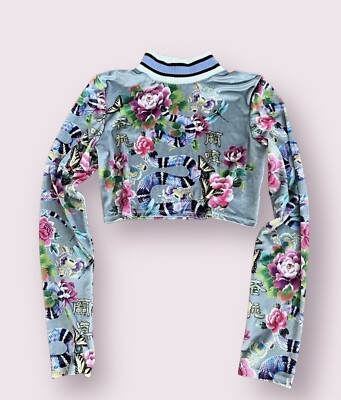 Jaded London Snake Flowers Butterflies Velour Long Sleeves Crop