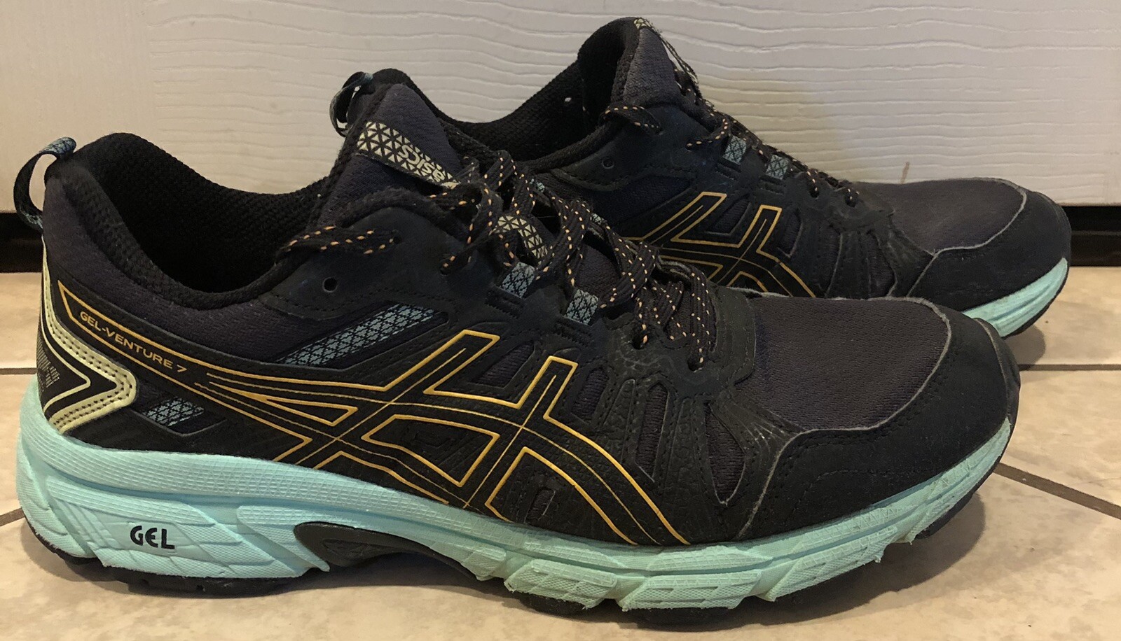 ASICS Running Shoes Gel Venture 7 Women’s Size 8 Black Athletic Trainers-image