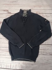 Nautica Jeans Co Sweater Men's Large Blue 1/4 Zip Long Sleeve 100 Cotton