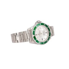 ROLEX SUBMARINER 16610 DATE STEEL 40MM WATCH WHITE MOP EMERALD DIAL GREEN BEZEL 8