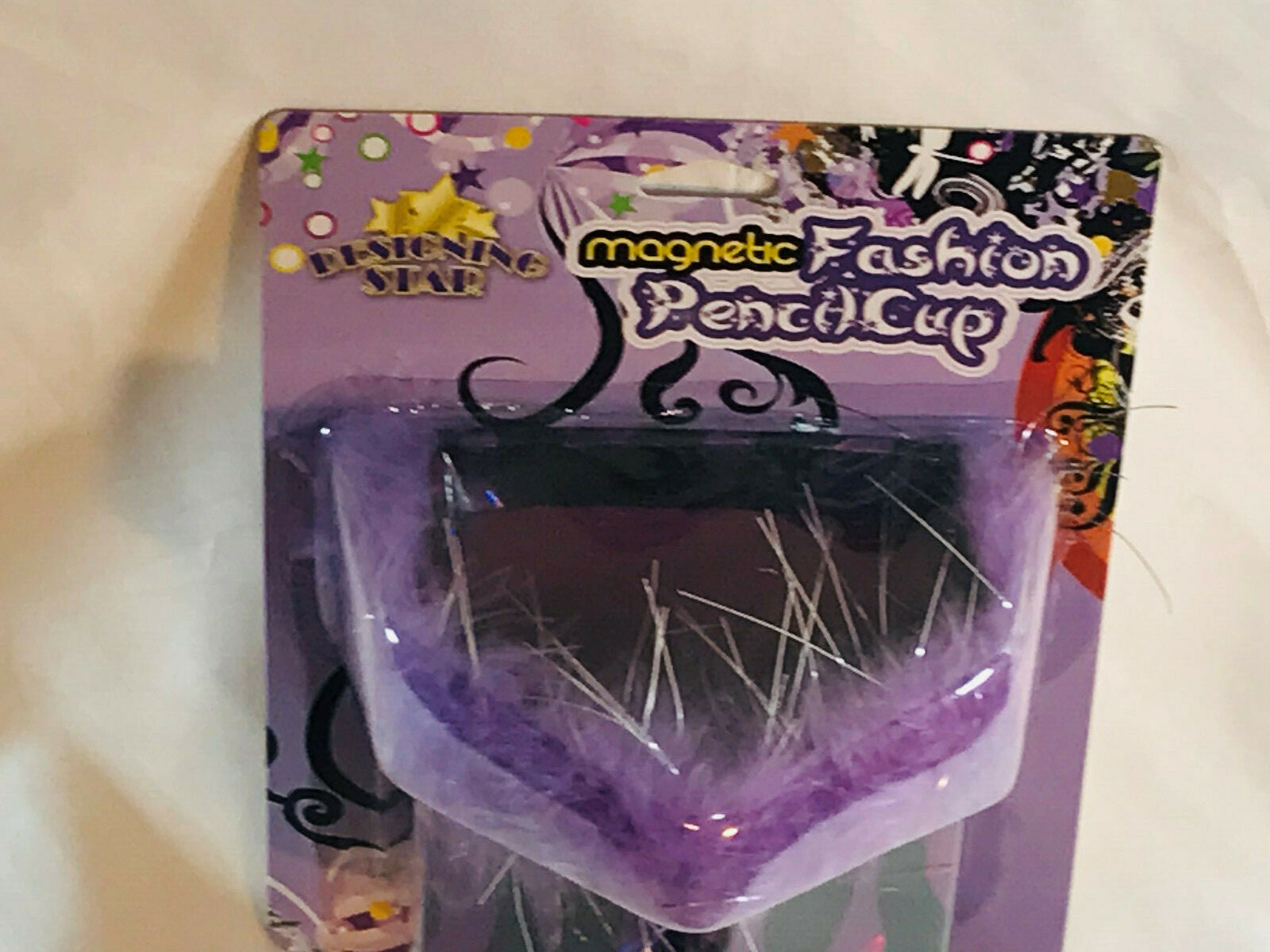 Lot of 4 Purple Designing Star Holographic Magnetic Locker Pencil Cup Paperboard