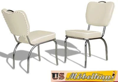CO-26 Blanc Bel Air Meuble 2 Chaises Dîner de Cuisine Dans Style 50er Ans USA - Photo 1/4