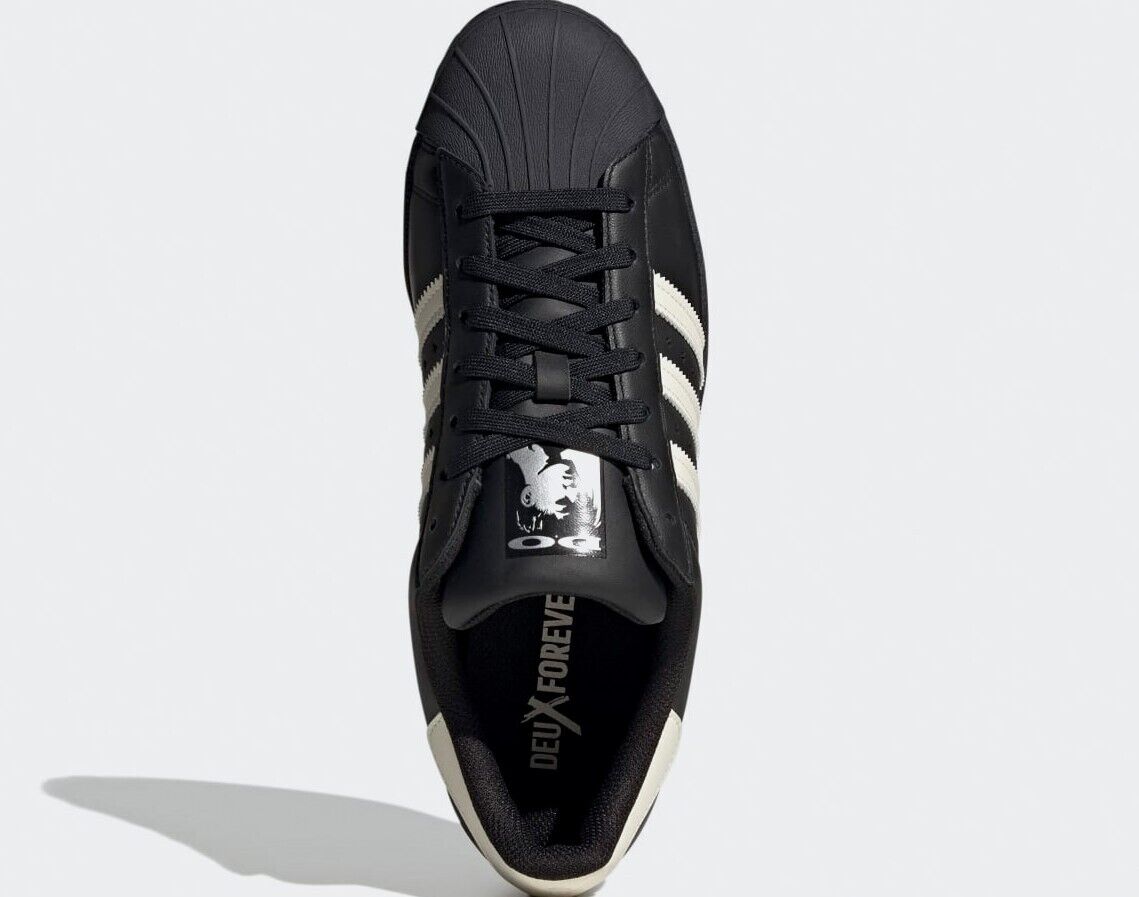 Adidas Superstar 80s x Deux men's Shoes Black White Leather Adidas Superstar 80s x Deux men's Shoes Black White Leather