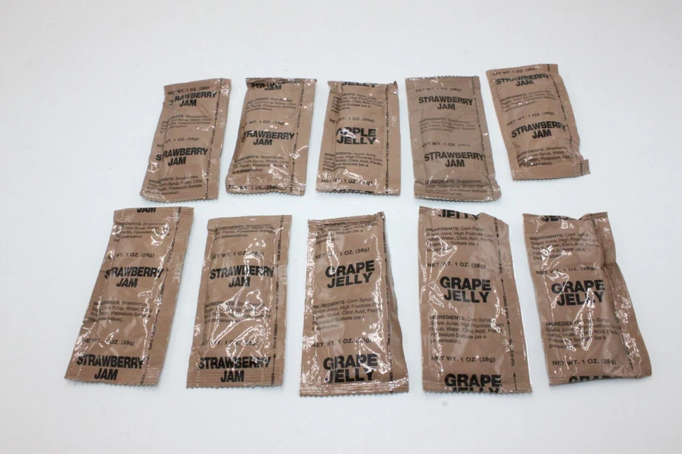 MRE Jelly Spread Grape Apple Strawberry Jam 2021 Emergency Snack Food USA