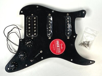 Genuine Fender Squier Strat HSS LOADED PICKGUARD BLACK w/Screw Pickup Set Guitar