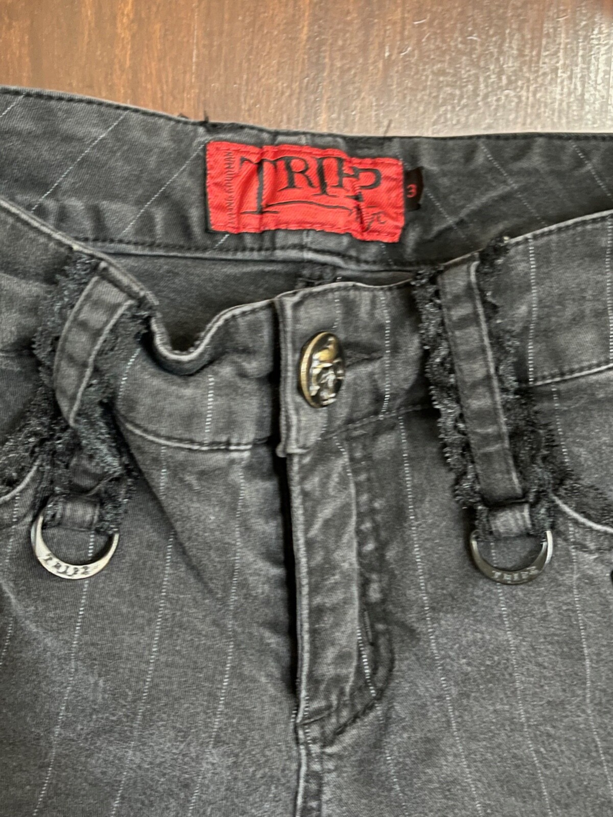 Vintage Y2K Tripp NYC capri pants black velvet size 3 26 rhinestone sexy 2000s image 3