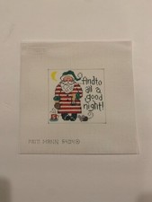needlepoint canvas, Patti Mann, Square, Santa, and to all....,18ct, 4.5"