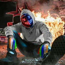 NEW In Box Halloween Red/Blue Mask Skeleton Glove Costom 