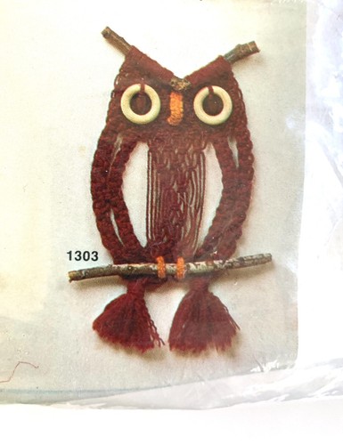 Vintage Artcraft Concepts Macrame Owl Wall Hanging Kit 10" x 18"