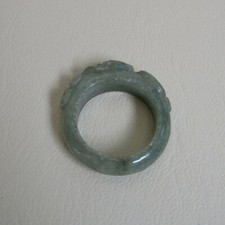 Natural genuine Burmese jade jadeite ring heart shape carve id 17.5mm or no.7