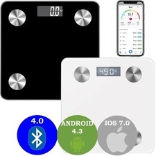 180KG BATHROOM BLUETOOTH GLASS SCALES BMI BODY FAT MONITOR WEIGHING IOS, ANDROID