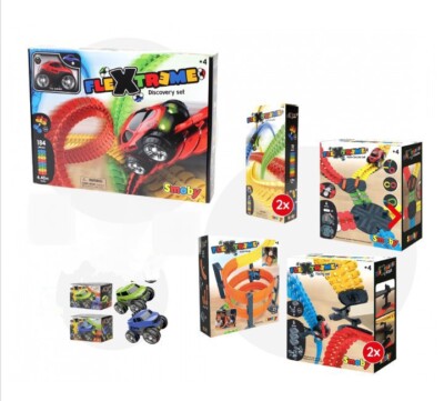 Smoby Rennbahn Flextreme Auto Spielzeug Mega Set !  9 Teiliges Set incl. 3 Autos