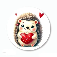 Heart Hedgehog Scrapbook Stickers Cute Valentine's Day Favors Envelope Seals