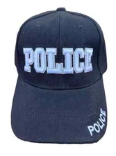 Police Hat Officer Baseball Cap Adjustable Black Hat Headwear Black White