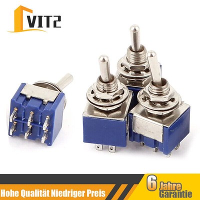 4PCS Kippschalter AC 125V 6A EIN/AUS/EIN 3 Position 6 Pin DPDT Toggle Schalter