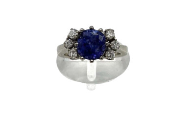 585/- 14kt Gold Ring, Amethyst, Diamanten, ca. 0,30 ct, Gr. 44, guter Zustand.