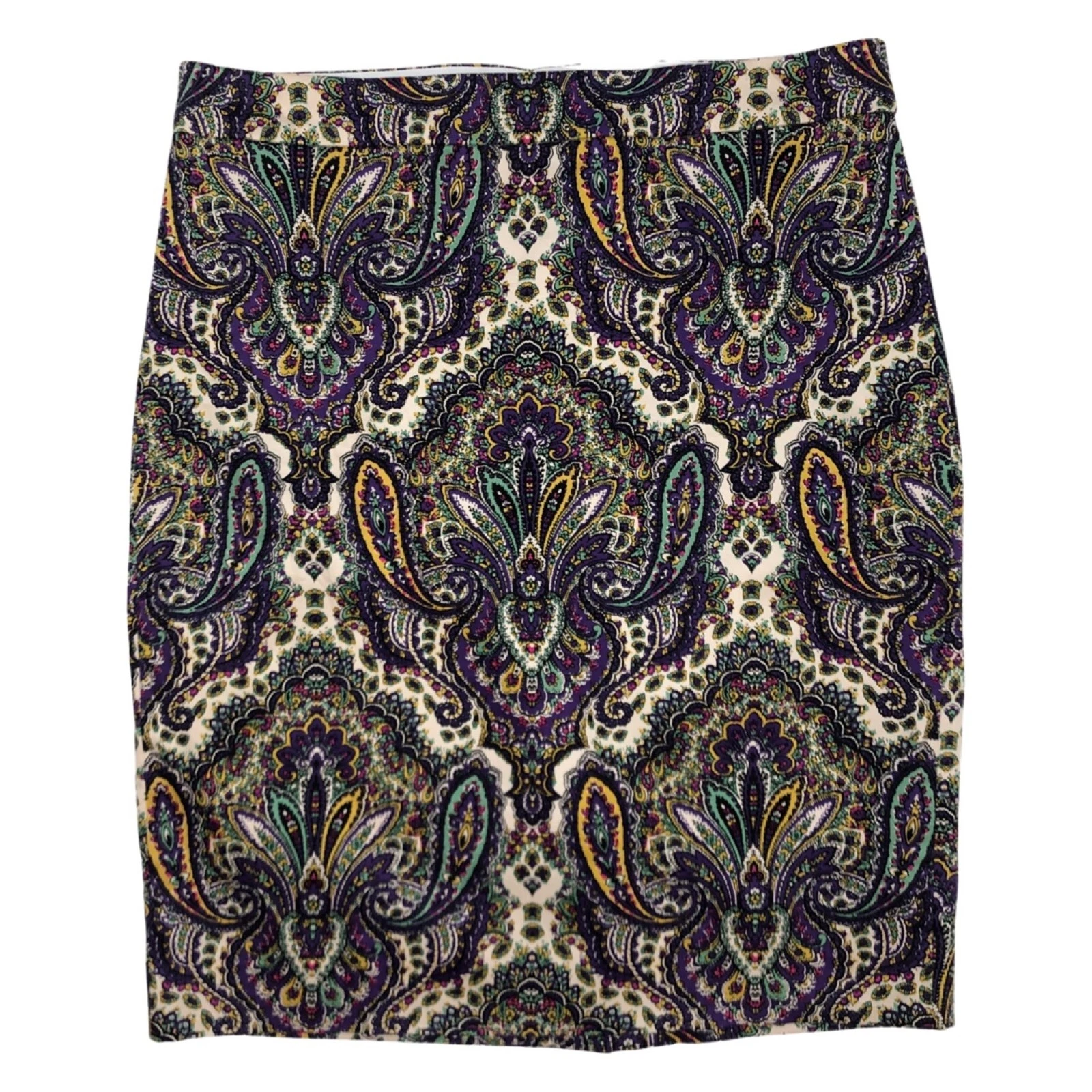 J Crew Skirt Size 4 NWT Paisley Cotton Pencil Cut Colorful