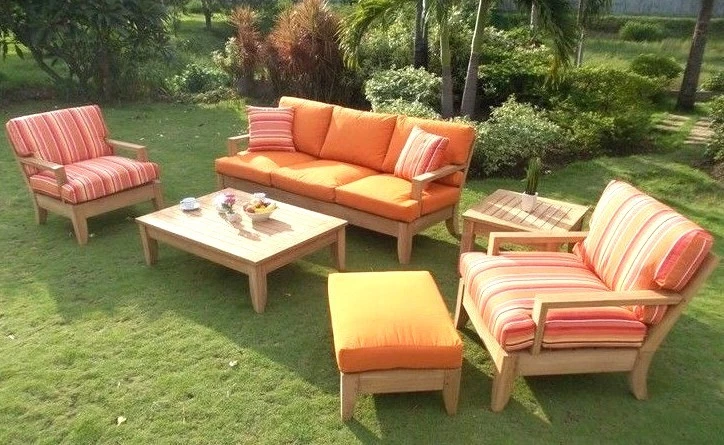 6 PC LARGE TEAK WOOD GARDEN INDOOR OUTDOOR PATIO SOFA SET