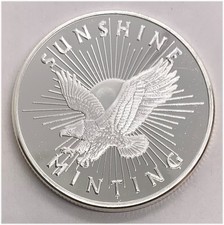 Sunshine Minting Silver Eagle 1 oz Silver Round Coin 999 Fine BU 96.00 per troy oz