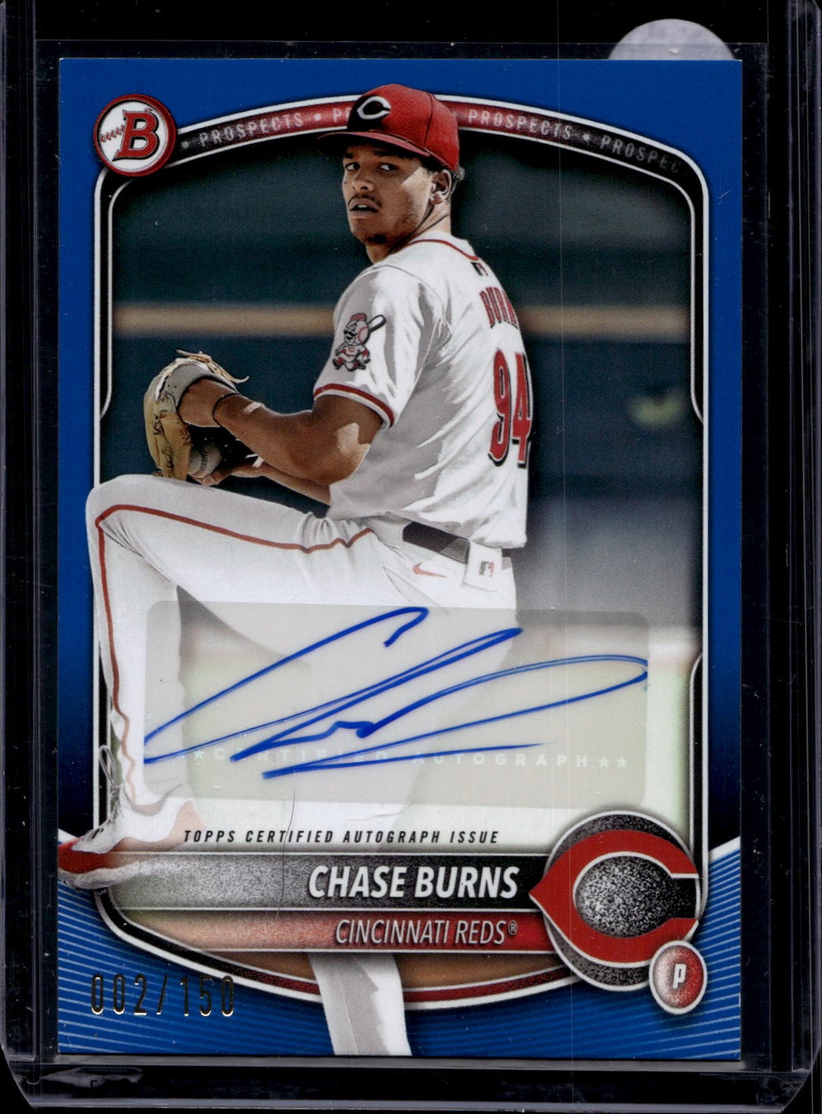 2025 Bowman #BPA-CB Chase Burns Prospects Autographs Blue #/150